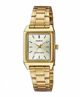Zegarek damski Casio LTP-V007G-9EUDF na złotej bransolecie, złota tarcza