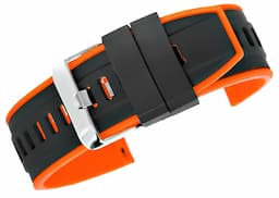 Pasek silikonowy do Zegarka/Smartwatcha CZARNO-POMARAŃCZOWY 20 mm