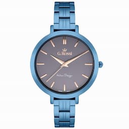 Zegarek damski G.Rossi 11389B-6F3 na bransolecie granatowej, granatowa tarcza
